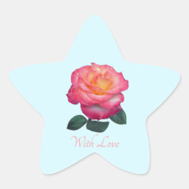 Estrela Adesivo de Rosa Rosa Fofa Com Amor