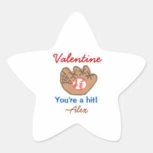 Estrela Adesivo de valentine de beisebol - personalizado