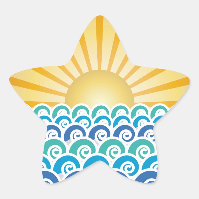 Estrela Ao longo do adesivo Waves Blue Star (Frente)