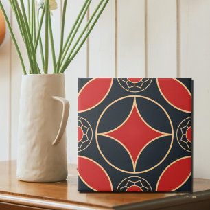 estrela art déco em vermelho e preto