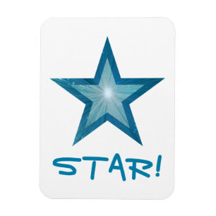 Estrela azul "ESTRELA!" branco flexível do ímã