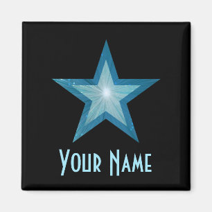Estrela azul "seu preto quadrado" da imã de