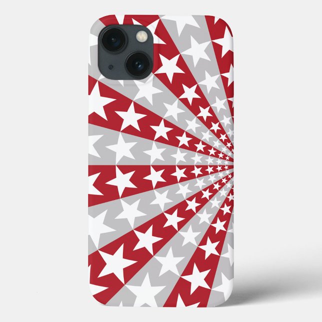 Estrela Branca (A phone case with a pattern of red and gray stripes radiating from the center!)