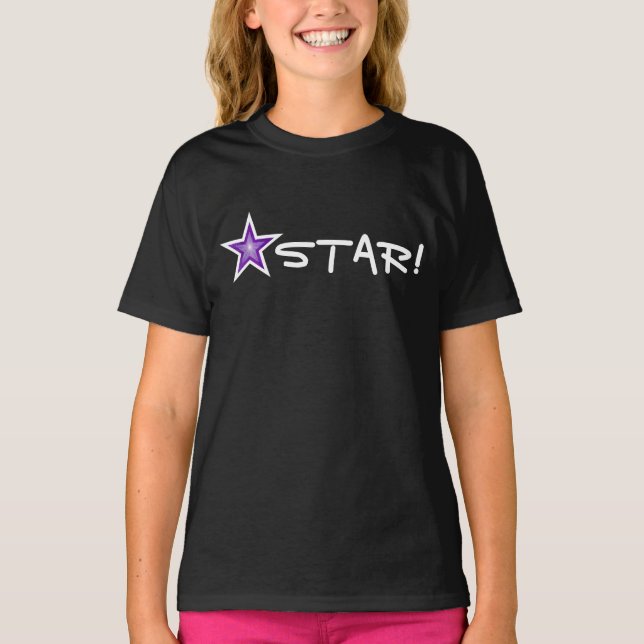 Estrela Branca da Estrela Púrpura! Camisa negra da (Frente)