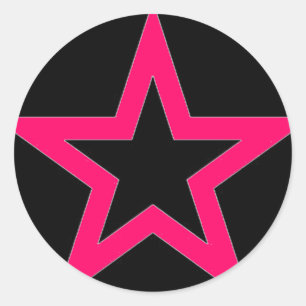 Estrela cor-de-rosa no preto - etiqueta
