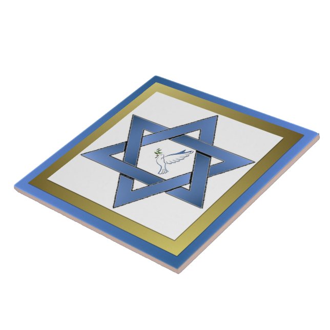 Estrela Da Porta Da Paz Do Azulejo Cerâmico David (Lateral)