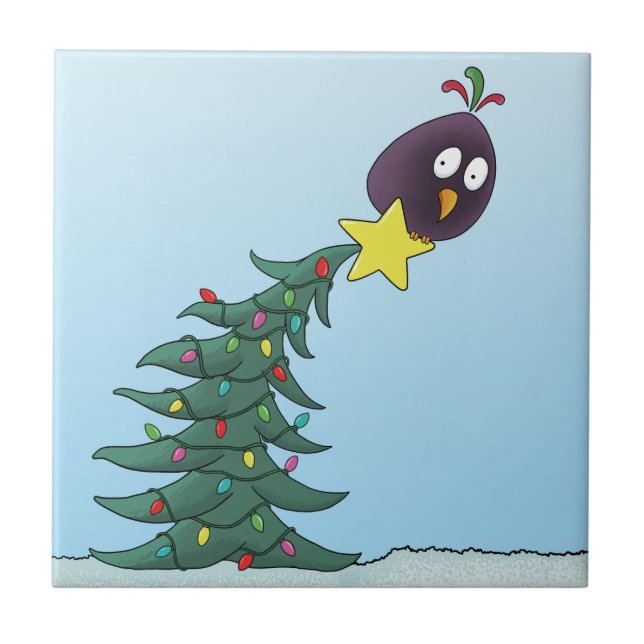 Estrela de árvore de Natal de pássaro de desenho a (Frente)