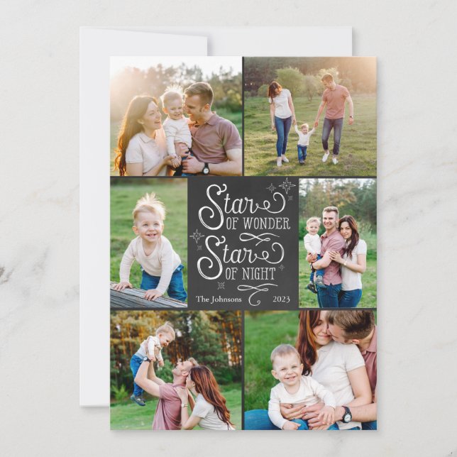 Estrela de Cartões de Natal Maravilhosos com Seis  (Frente)