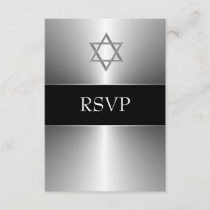 Estrela de Davi de prata preta RSVP do Bar Mitzvah