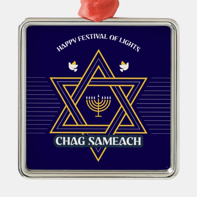 Estrela de Davi Elegante Enfeite de Hanukkah (Frente)