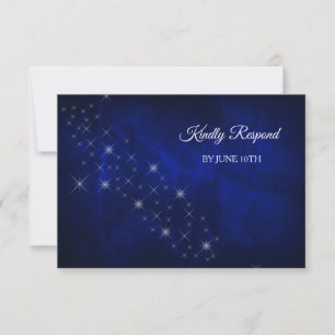 Estrela de prata azul elegante que Wedding RSVP