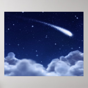 Estrela de tiro sobre o poster das nuvens -