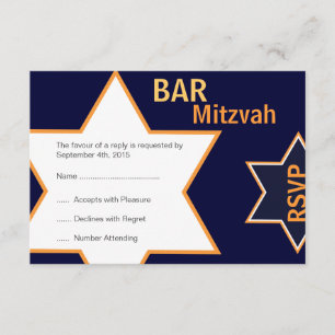 Estrela do Bar David Mitzvah Orange e Blue RSVP