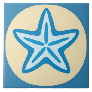 Estrela-do-mar Azul em Círculo Amarelo