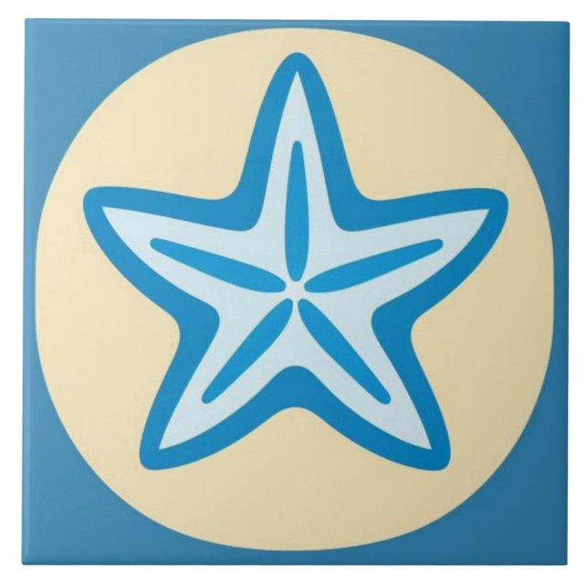 Estrela-do-mar Azul em Círculo Amarelo (Frente)