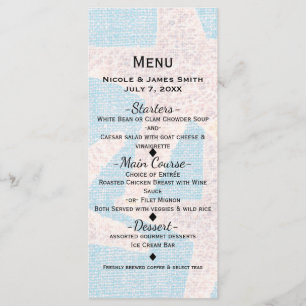 Estrela-do-Mar Branca e Lona Azul Menu Elegante da
