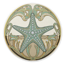Estrela-do-Mar Verde Creme & Dourado Art Déco Nouv