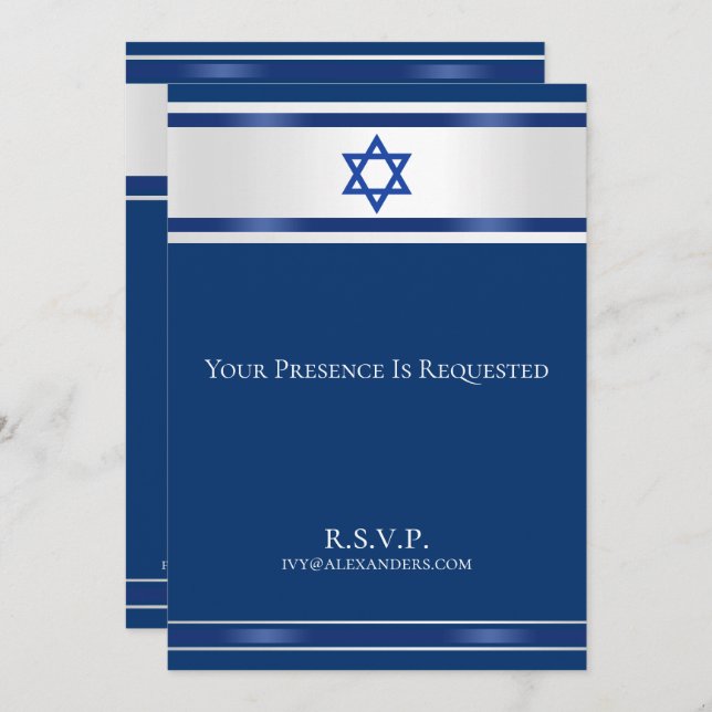 Estrela do Marinho de David White Satin Convite Az (Frente/Verso)