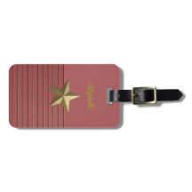 Estrela Dourada na etiqueta de bagagem rosa Rosa