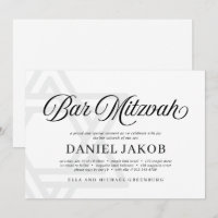 Estrela Elegante de David Convite Bar Mitzvah