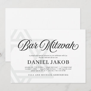 Estrela Elegante de David Convite Bar Mitzvah