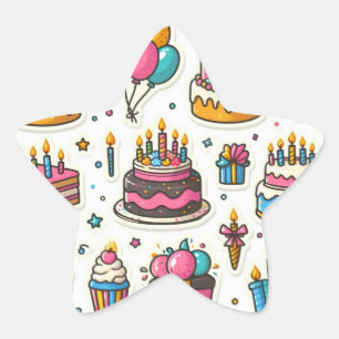 Estrela Embalagem com adesivo de aniversário festivo"