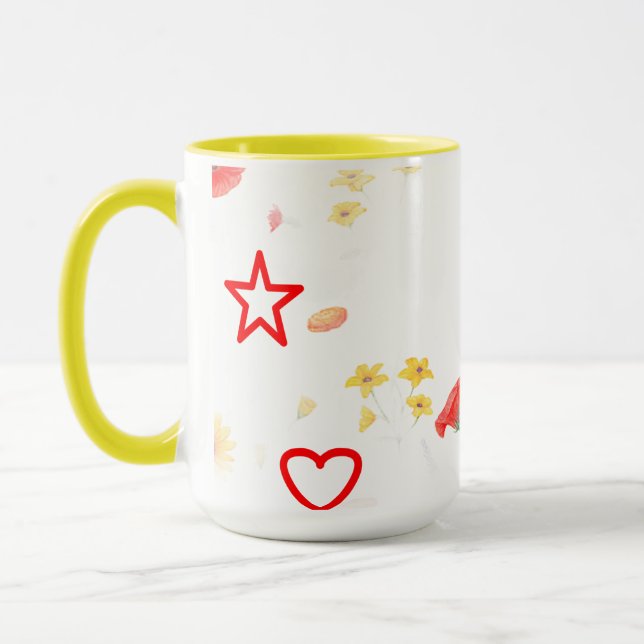 Estrela Floral e caneca do Coração - Girassol Bril (Esquerda)