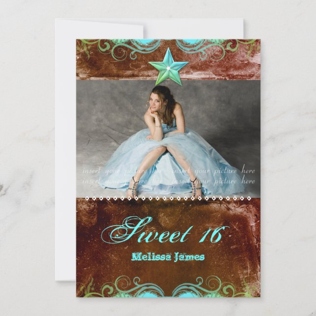 Estrela Marrom Azul de Convite para Formando Ocide (Frente)