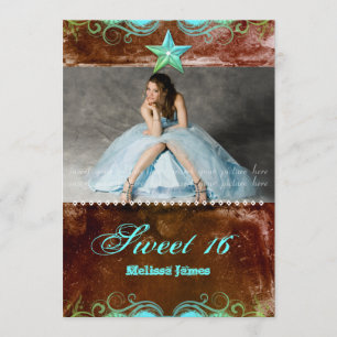 Estrela Marrom Azul de Convite para Formando Ocide