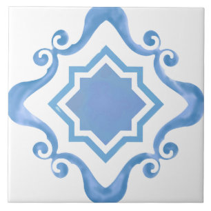 Estrela Mediterrânica em Azulejo cerâmico Blues