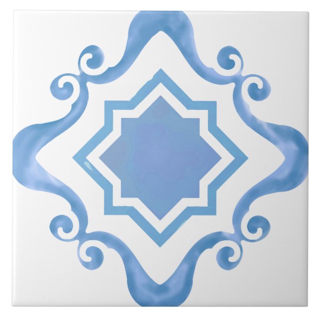 Estrela Mediterrânica em Azulejo cerâmico Blues (Frente)