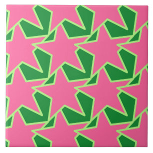 Estrela moderna geométrica - rosa e verde da