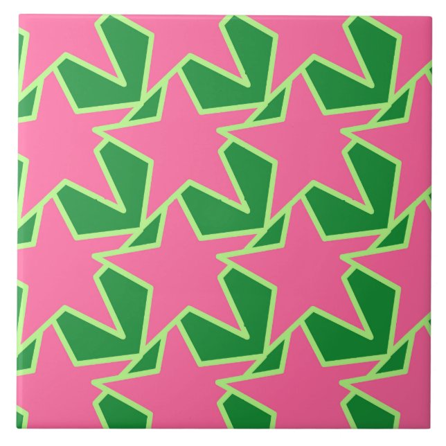 Estrela moderna geométrica - rosa e verde da (Frente)