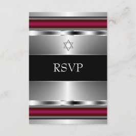 Estrela Negra Vermelha de Davi Bar Mitzvah RSVP