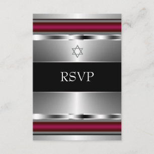 Estrela Negra Vermelha de Davi Bar Mitzvah RSVP