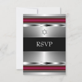 Estrela Negra Vermelha de Davi Bar Mitzvah RSVP