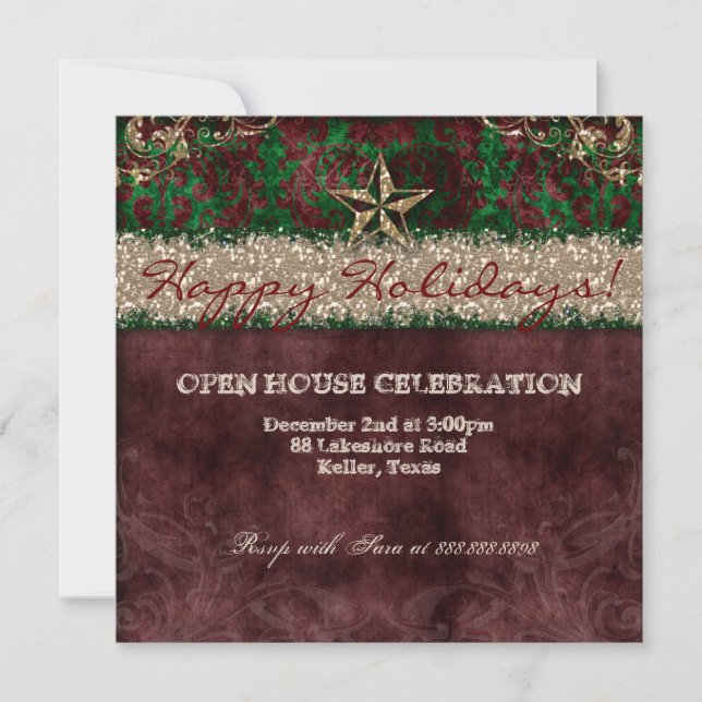 Estrela ocidental do damasco do cartão com fotos (Frente)