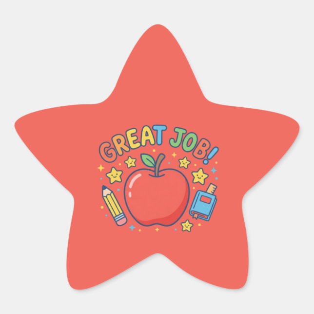 Estrela Ótimo Trabalho! Adesivo de Recompensa de Sala de A (Frente)