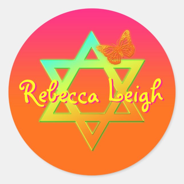 Estrela Personalizada De David, Adesivo De Borbole (Frente)