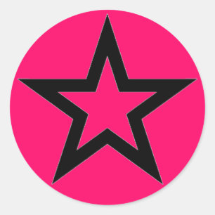 Estrela preta no rosa - etiqueta
