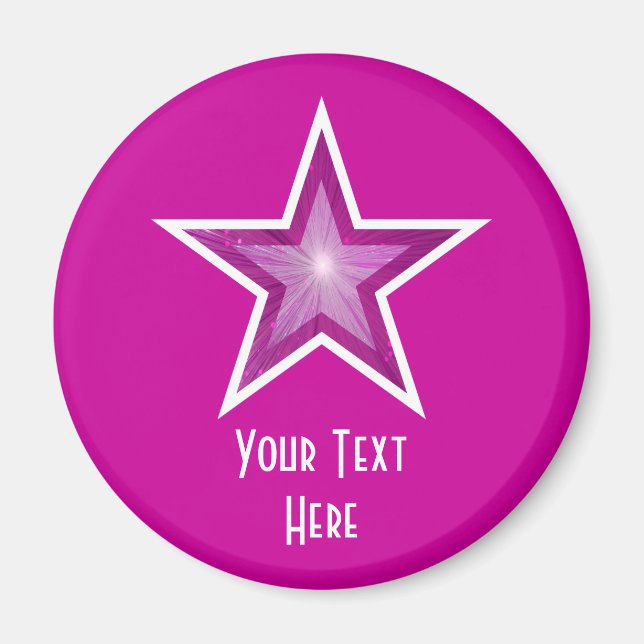 Estrela Rosa 'Seu Texto' - imã de geladeira rosa (Frente)