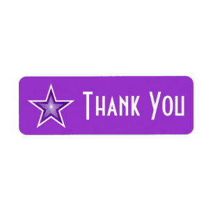 Estrela roxa "obrigado você" etiqueta o roxo