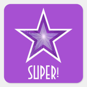 Estrela Roxa 'SUPER'! etiqueta quadrada