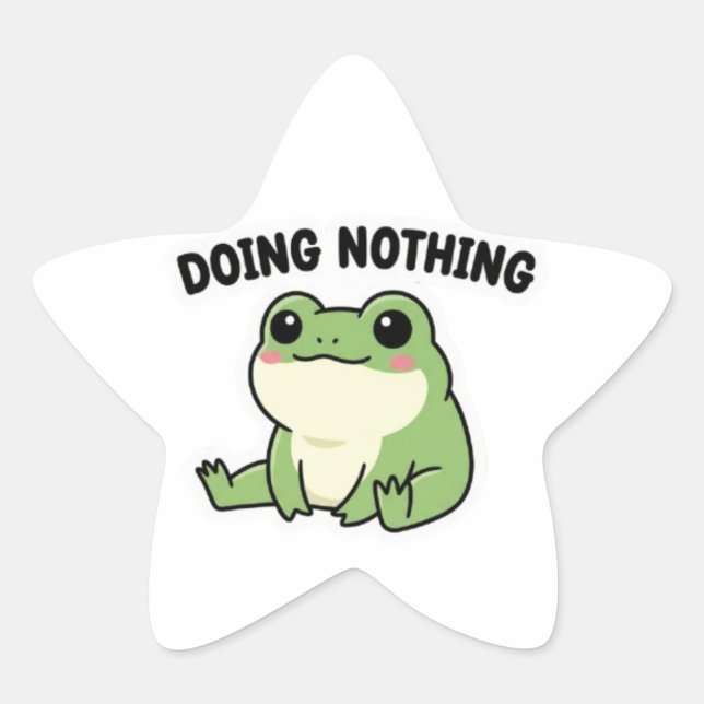 Estrela Sapo Fazendo Nada Adesivo Sapo Fofo Meme Relaxado  (Frente)