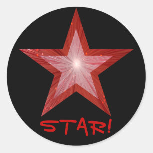 Estrela Vermelha! adesivo redondo preto