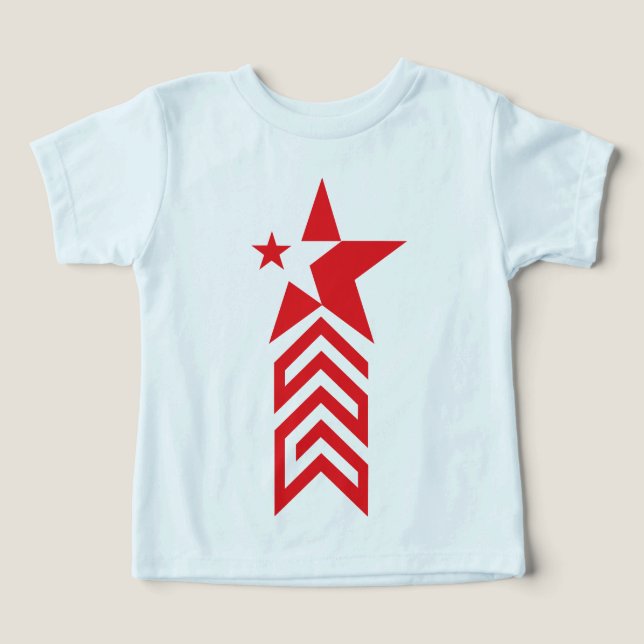 Estrela Vermelha com Setas Chevron (Design frontal)