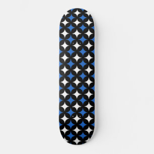 Estrelas abstratas em skateboard preto azul e bran