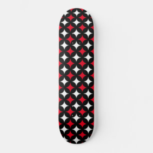 Estrelas abstrato em skate preto vermelho e branco