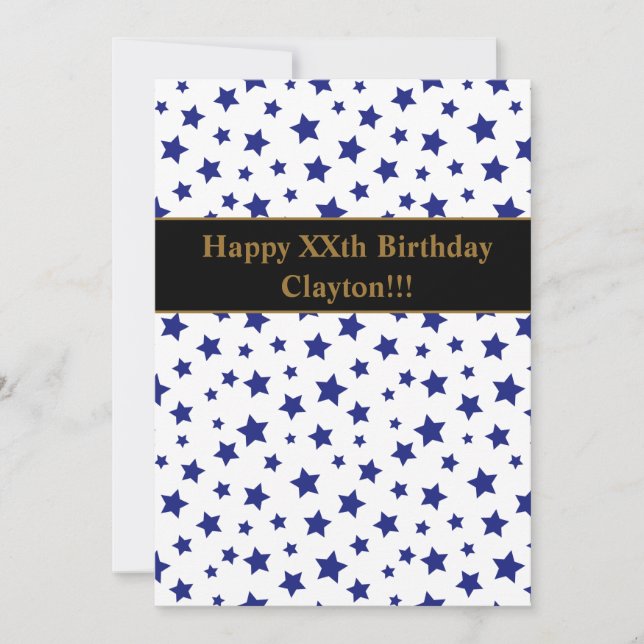 Estrelas Azuis com Convite de aniversário de Mensa (Frente)