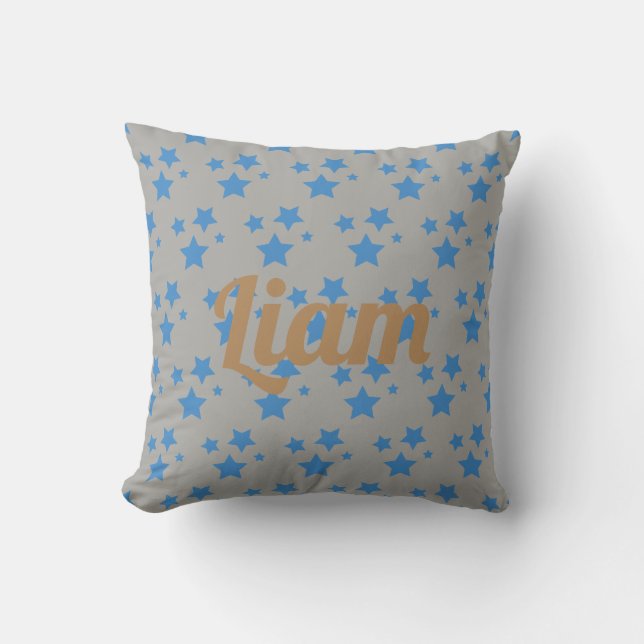 Estrelas azuis personalizadas jogam almofada (Frente)